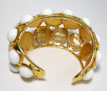 Load image into Gallery viewer, Signed Kenneth Jay Lane White Enamel Bubble Cuff Bracelet