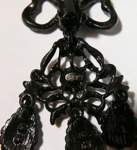 Load image into Gallery viewer, Kenneth Jay Lane Black and Clear Crystal Bows clip on earrings