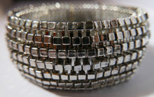 Load image into Gallery viewer, Kenneth Jay Lane prototype&quot; Silver Toned Cubes Stretch Bracelet