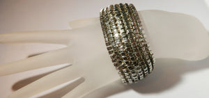 Kenneth Jay Lane prototype" Silver Toned Cubes Stretch Bracelet