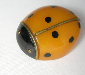 Vintage 30s Bakelite Butterscotch Ladybug Brooch
