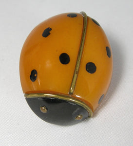 Vintage 30s Bakelite Butterscotch Ladybug Brooch