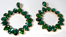 Load image into Gallery viewer, Vintage Huge Green Crystal Dangling Earrings - JD10312