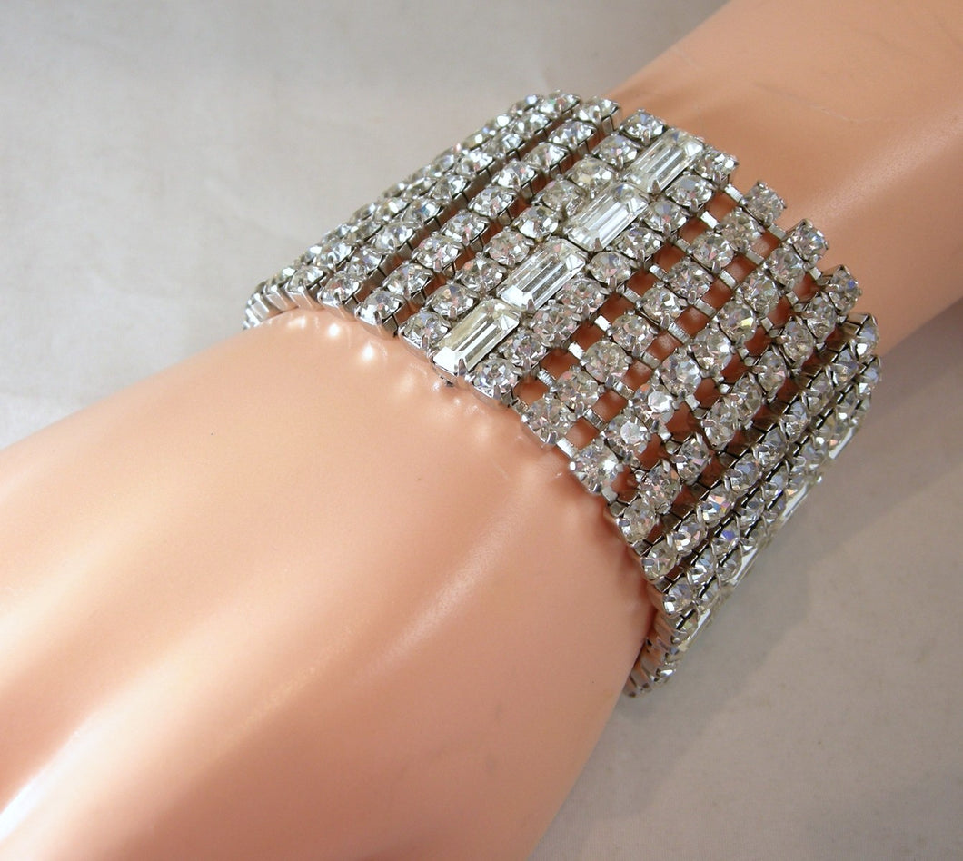 Vintage Huge Wide Crystal Bracelet