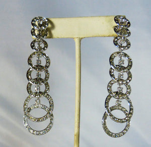 Long Dangling Circle Crystal Earrings - JD10125