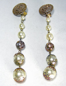 Vintage Extremely Long Faux Pearl Earrings  - JD10370