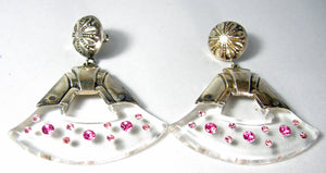 Vintage 1960s Silver & Lucite Drop Earrings - JD10309