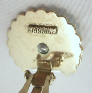 Vintage Signed Marboux Crystal Earrings & Brooch