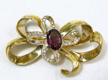 Load image into Gallery viewer, Vintage Mazer Swirl Bow Crystal Brooch