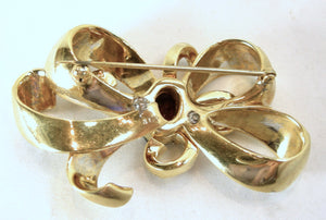 Vintage Mazer Swirl Bow Crystal Brooch