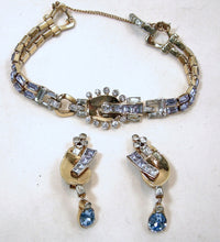Load image into Gallery viewer, Vintage Signed Mazer Bros. Crystal Bracelet &amp; Earring Set