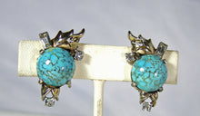 Load image into Gallery viewer, Vintage Signed Mazer Bros Faux Turquoise Earrings  - JD10433