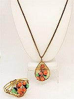 Vintage Early Miriam Haskell Pendant Necklace & Bracelet