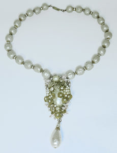 Vintage All Original Miriam Haskell Faux Baroque Pearl Necklace