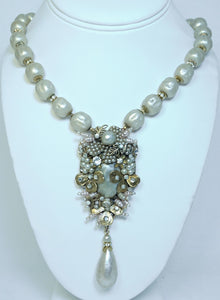 Vintage All Original Miriam Haskell Faux Baroque Pearl Necklace