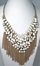 Load image into Gallery viewer, Victorian Revival Milk Glass Necklace With Dangling Chains  - JD10286