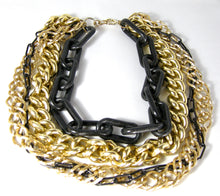 Load image into Gallery viewer, Dramatic Vintage Black &amp; Gold Multi-Chain Necklace - JD10226