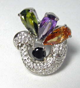 Multi-Colored CZ Cocktail Ring - JD10194