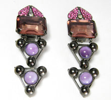Load image into Gallery viewer, Extremely Long Faux Amethyst Dangling Earrings  - JD10371