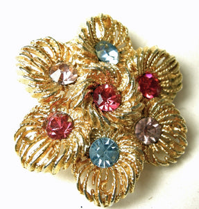 Vintage 1970's Multi-Color Crystals Earrings