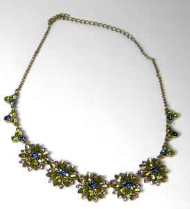 Vintage Multi-Colored Floral Necklace  - JD10276