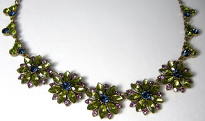 Vintage Multi-Colored Floral Necklace  - JD10276