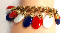 Load image into Gallery viewer, Vintage Signed Napier Red, White &amp; Blue Drops Bracelet