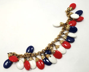 Vintage Signed Napier Red, White & Blue Drops Bracelet