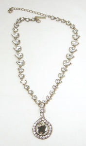 Signed Vintage Oscar de la Renta Clear Crystal Drop Necklace