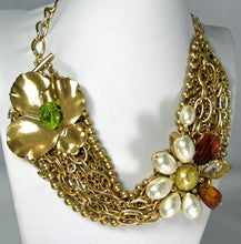 Load image into Gallery viewer, Vintage Multi-Chain Oscar de la Renta Dog Collar Multi-Chain Floral Necklace - JD10218