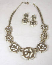 Load image into Gallery viewer, Signed Oscar de la Renta White Camellia Runway Necklace &amp; Earrings Set