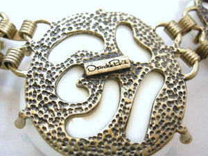Signed Oscar de la Renta White Camellia Runway Necklace & Earrings Set