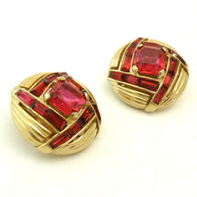 Load image into Gallery viewer, Vintage Boucher Red Rhinestone Earrings
