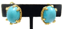 Load image into Gallery viewer, Vintage Faux Turquoise Clip-back Panetta Earrings