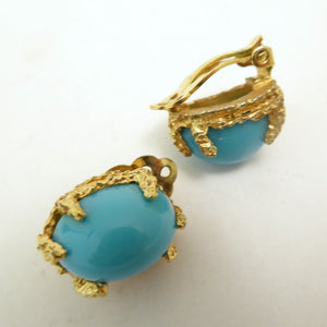 Vintage Faux Turquoise Clip-back Panetta Earrings