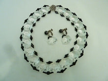 Load image into Gallery viewer, Vintage Signed Miriam Haskell Lucite and Black Bead Necklace &amp; Earrings
