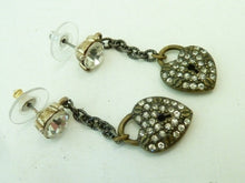 Load image into Gallery viewer, Vintage Signed Betsey Johnson Heart Rhinestone Earrings