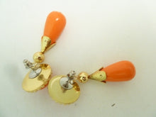 Load image into Gallery viewer, Vintage 1980&#39;s Faux Coral &amp; Rhinestone Earrings