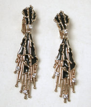 Load image into Gallery viewer, Vintage Signed Panetta Black &amp; Gold Drop Earrings