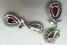 Load image into Gallery viewer, Vintage Signed Panetta Red &amp; Clear Crystal Earrings