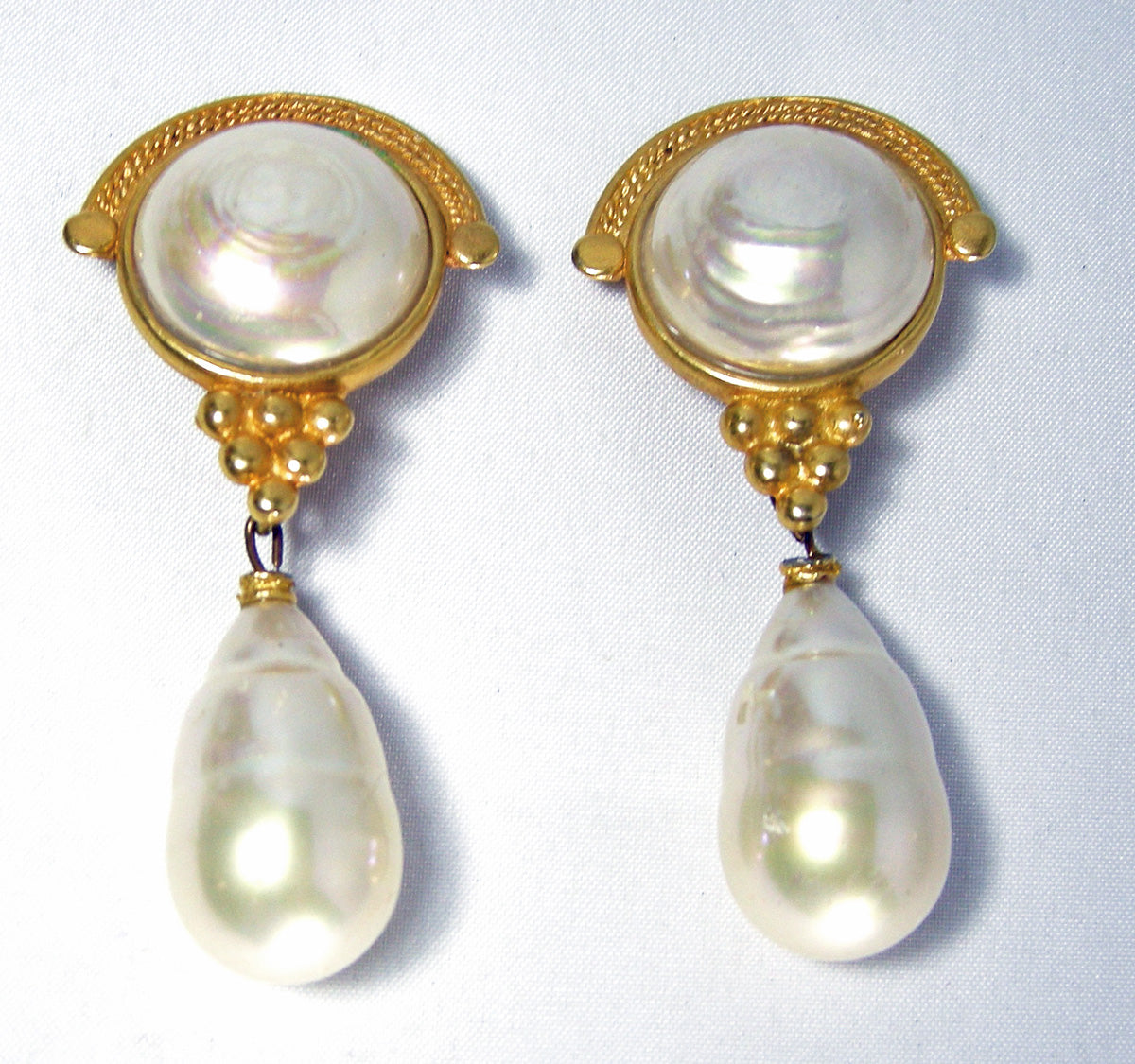 Vintage Signed Jaded Large Pearl Drop Earrings - JD10294 – Connie