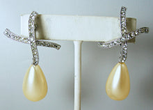 Load image into Gallery viewer, Vintage Rhinestone And Faux Pearl Drop Earrings - SOLD OUT