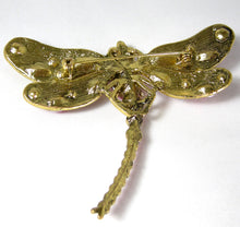 Load image into Gallery viewer, Huge Vintage Pink Crystal Dragonfly Brooch - JD10305