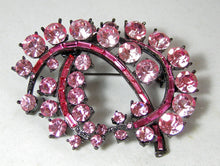 Load image into Gallery viewer, Vintage Large Swirly Pink Crystal Brooch  - JD10404