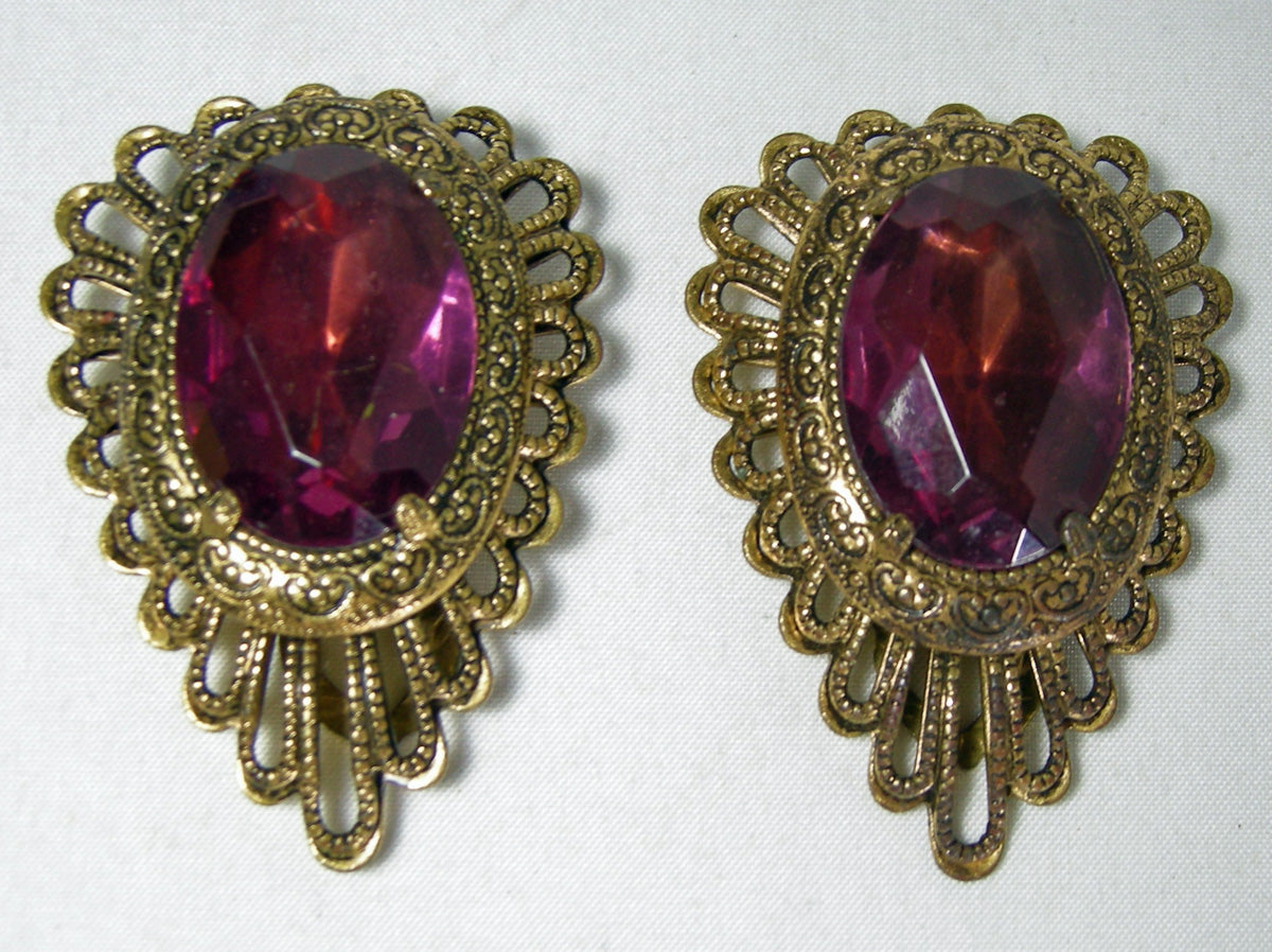 Vintage Faux Amethyst Dress Clips - JD10411 – Connie DeNave's Jeweldiva