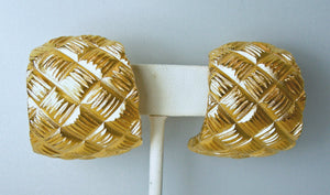 Vintage 60's Weave Design Clip Earrings