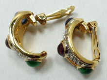 Load image into Gallery viewer, Vintage Red, Green, Blue Crystal Earrings