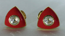 Load image into Gallery viewer, Vintage 1980s Red Enamel &amp; Crystal Earrings - JD10112