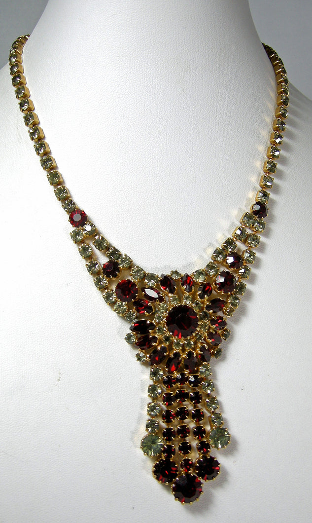 Unusual Red and Grey Rhinestone Necklace  - JD10545