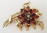 Load image into Gallery viewer, Vintage Red &amp; Clear Rhinestone Pin